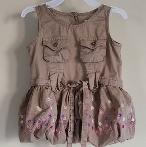 Adorable cotton sleeveless baby dress with embroidered flowers